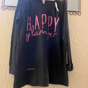 Arizona Jean Company Black Sweatshirt with Pink Print